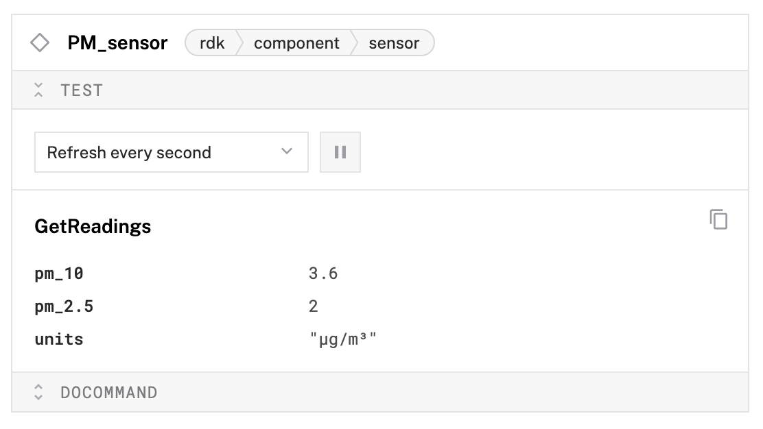 The sensor component in the test panel